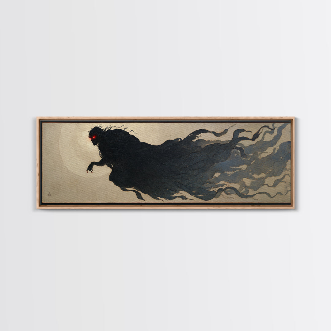 The Red-Eyed Moth Creature, Dark Symbolist Art, Extra Wide Wall Art, Gothic Horror Wall Art, Framed Canvas Print