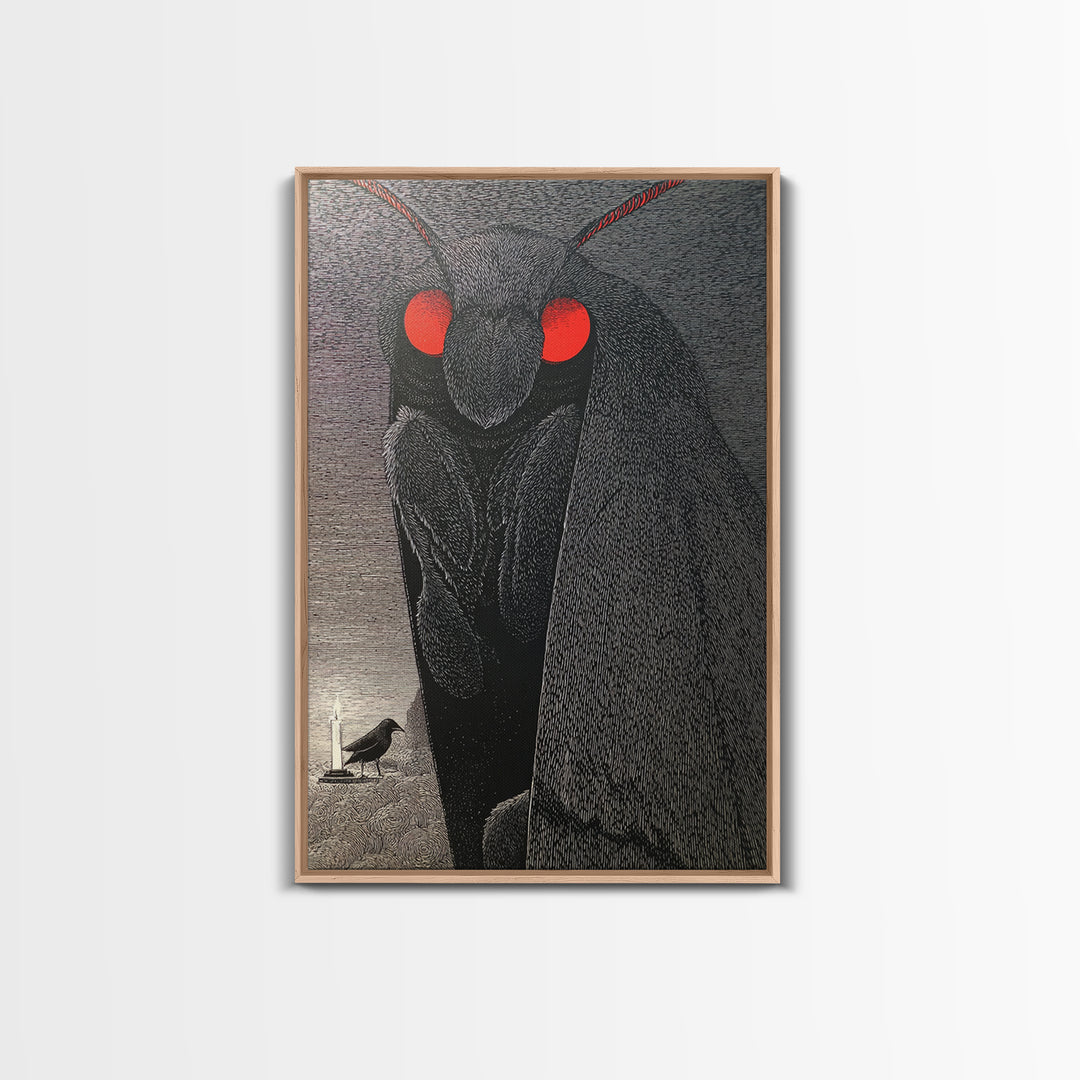 The Red-Eyed Moth Creature, Victorian Macabre Art, Vertical Wall Art, Dark Fantasy Wall Art, Canvas Print, Halloween Wall Art