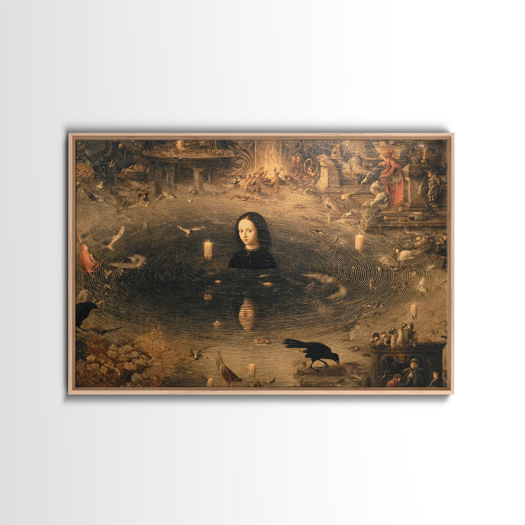 The Lake Phantom, Medieval Grotesque Art, Landscape Wall Art, Dark Halloween Decor, Canvas Print, Halloween Wall Art