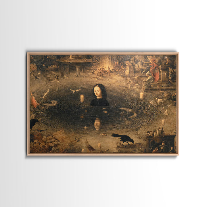 The Lake Phantom, Medieval Grotesque Art, Landscape Wall Art, Dark Halloween Decor, Canvas Print, Halloween Wall Art