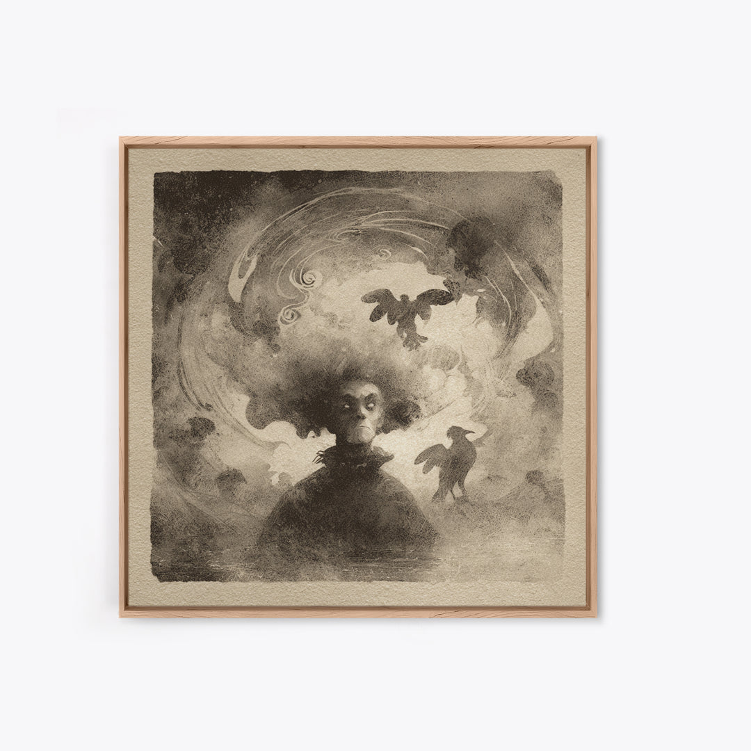 The Lake Phantom, Symbolist Dream Art, Square Wall Art, Dark Fantasy Wall Art, Framed Canvas Print, Halloween Wall Art