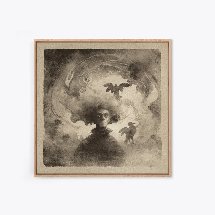 The Lake Phantom, Symbolist Dream Art, Square Wall Art, Dark Fantasy Wall Art, Framed Canvas Print, Halloween Wall Art