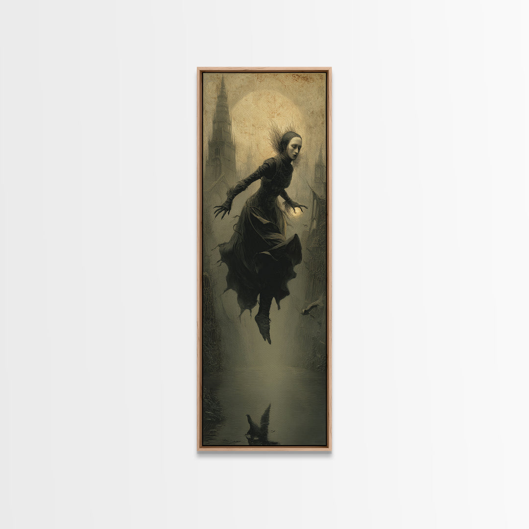 The Lake Phantom, Surreal Apocalyptic Art, Tall Narrow Wall Art, Dark Fantasy Wall Art, Canvas Print, Halloween Wall Art