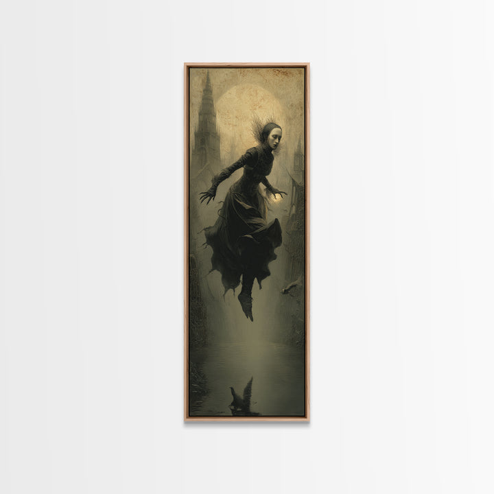 The Lake Phantom, Surreal Apocalyptic Art, Tall Narrow Wall Art, Dark Fantasy Wall Art, Canvas Print, Halloween Wall Art