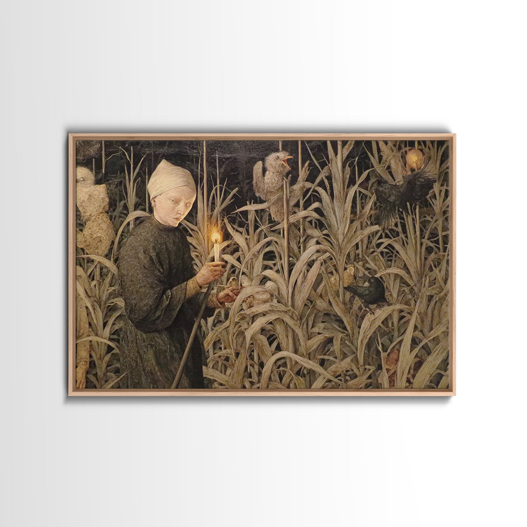 The Salt-Marsh Witch, Medieval Grotesque Art, Landscape Wall Art, Dark Fantasy Wall Art, Framed Canvas Print, Halloween Wall Art