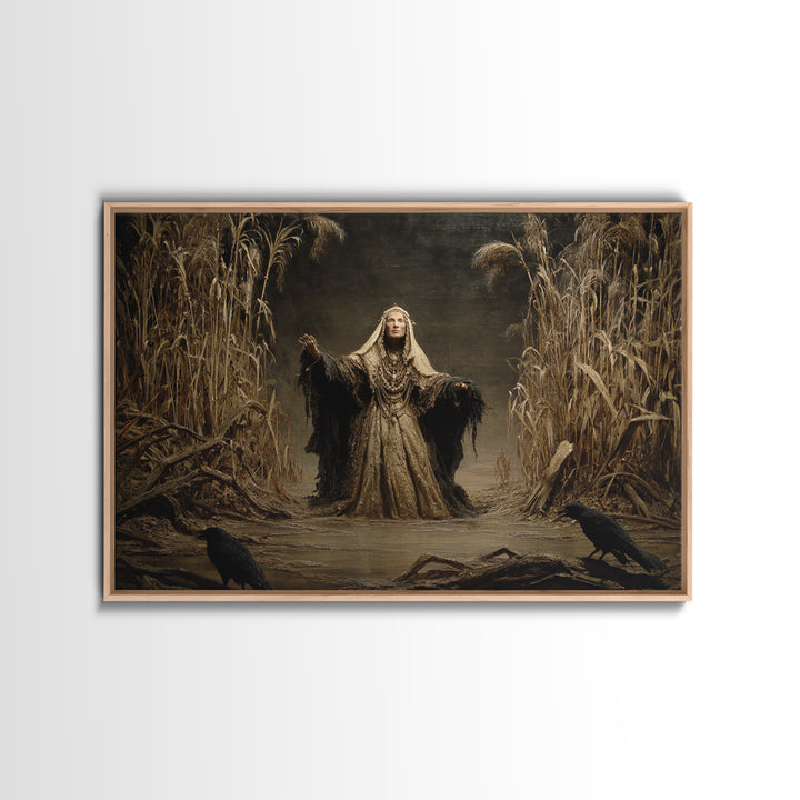 The Salt-Marsh Witch, Symbolist Gothic Landscape, Landscape Wall Art, Gothic Horror Wall Art, Framed Canvas Print, Halloween Wall Art