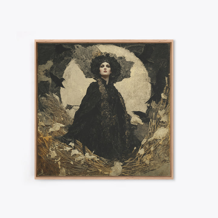 The Salt-Marsh Witch, Dark Symbolist Art, Square Wall Art, Dark Fantasy Wall Art, Canvas Print, Halloween Wall Art
