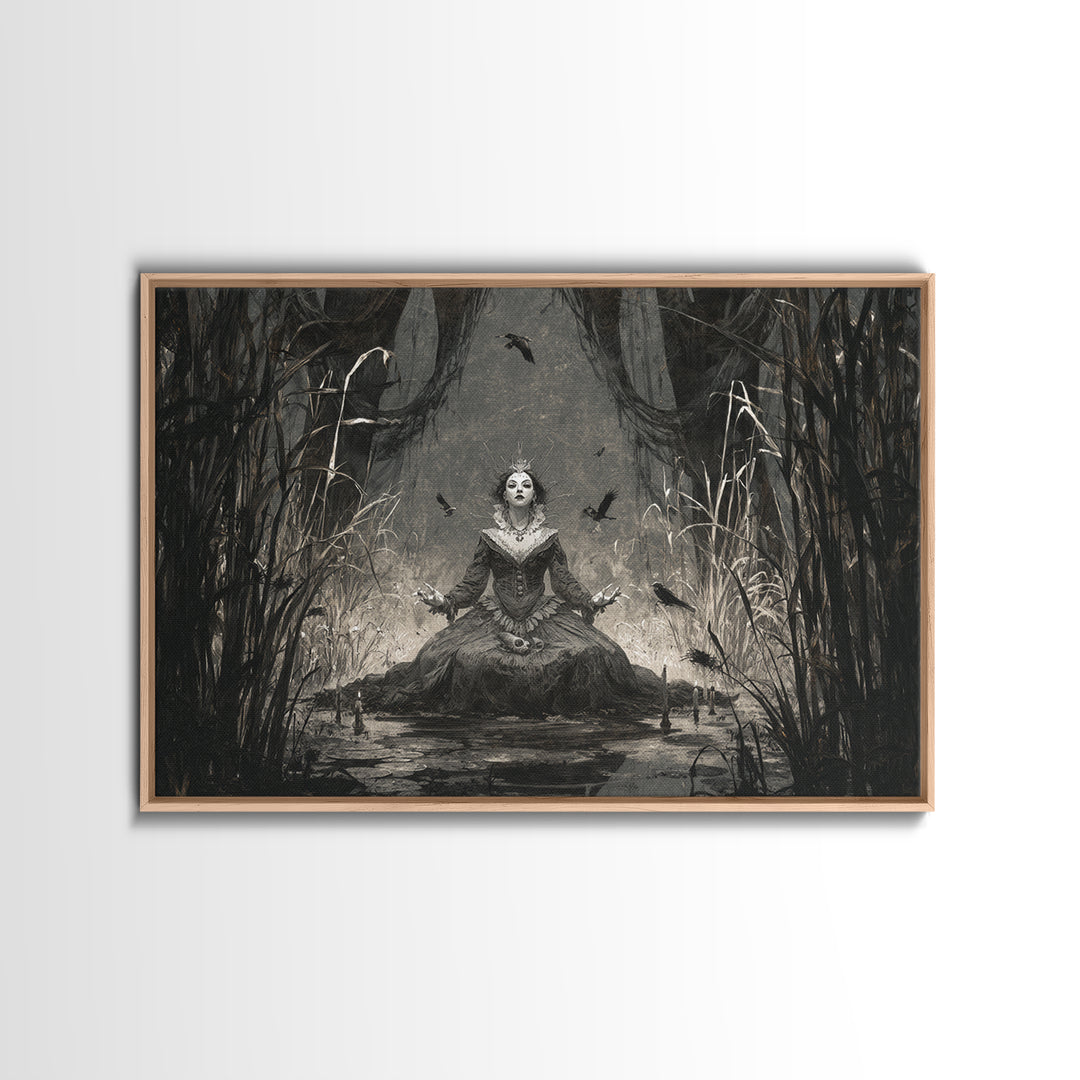 The Salt-Marsh Witch, Expressionist Nightmare Art, Landscape Wall Art, Macabre Wall Art, Framed Canvas Print, Halloween Wall Art