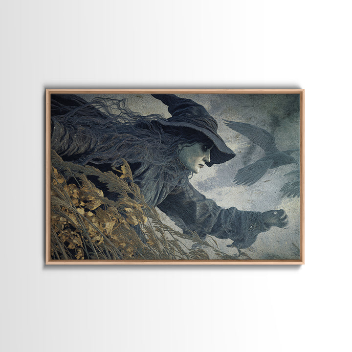 The Salt-Marsh Witch, Expressionist Gothic Art, Landscape Wall Art, Dark Halloween Decor, Canvas Print, Halloween Wall Art