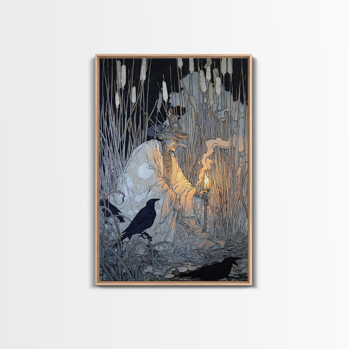 The Salt-Marsh Witch, Stained Glass Gothic Art, Vertical Wall Art, Gothic Horror Wall Art, Canvas Print, Halloween Wall Art