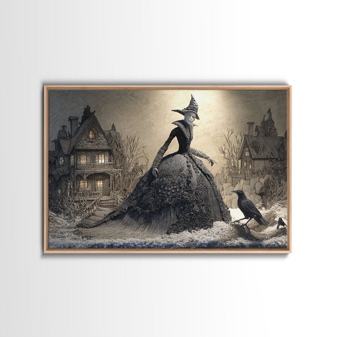 The Salt-Marsh Witch, Victorian Macabre Art, Landscape Wall Art, Macabre Wall Art, Canvas Print, Halloween Wall Art