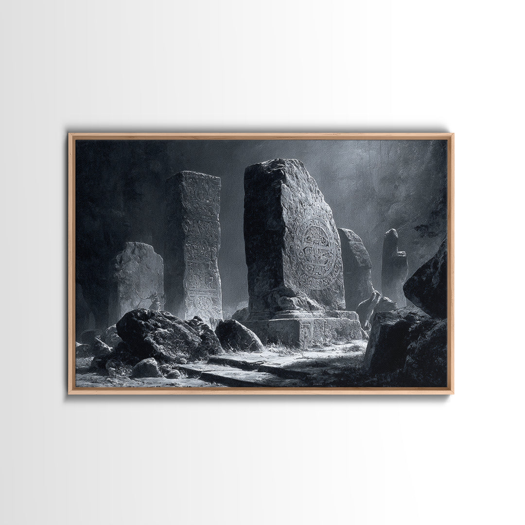 The Stone-Circle Spirit, Architectural Etching Art, Landscape Wall Art, Dark Fantasy Wall Art, Canvas Print