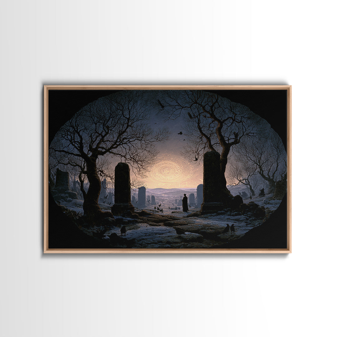 The Stone-Circle Spirit, Romantic Gothic Landscape, Landscape Wall Art, Dark Halloween Decor, Canvas Print, Halloween Wall Art