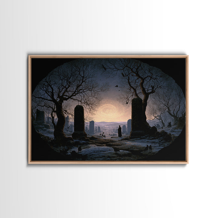 The Stone-Circle Spirit, Romantic Gothic Landscape, Landscape Wall Art, Dark Halloween Decor, Canvas Print, Halloween Wall Art