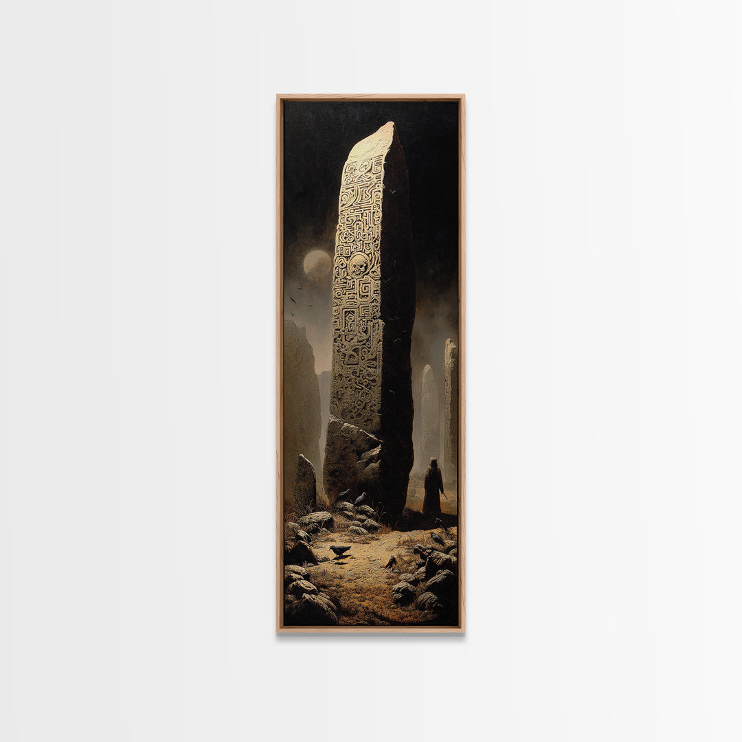The Stone-Circle Spirit, Surreal Apocalyptic Art, Tall Narrow Wall Art, Dark Fantasy Wall Art, Framed Canvas Print