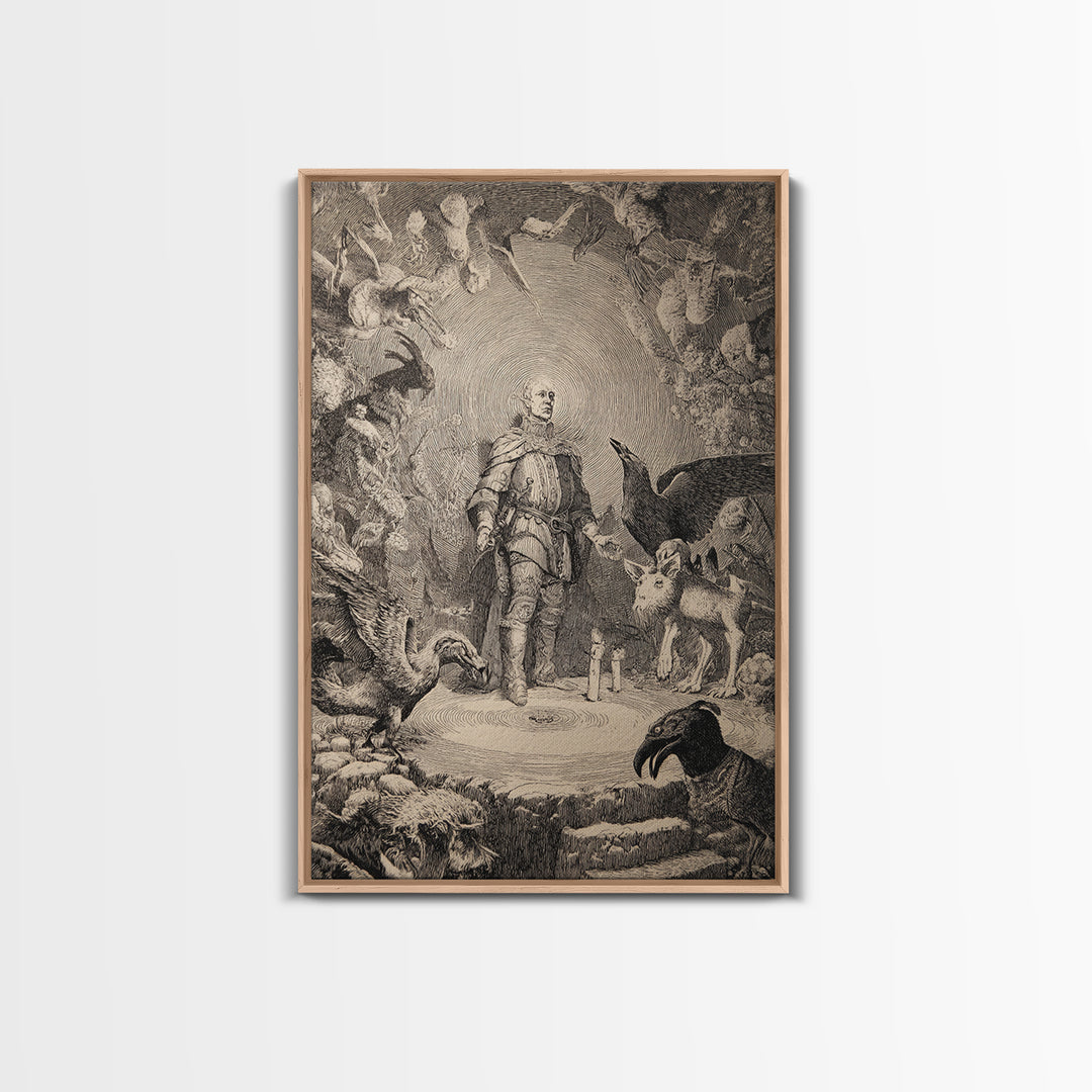 The Cave Oracle, Renaissance Engraving Art, Vertical Wall Art, Macabre Wall Art, Canvas Print, Halloween Wall Art, Dark Fantasy Art