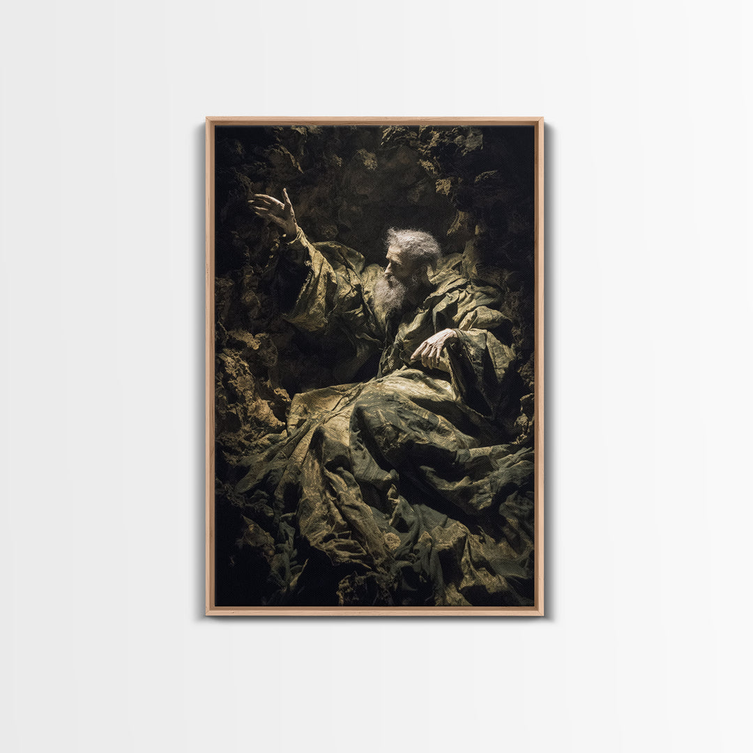 The Cave Oracle, Baroque Witchcraft Art, Vertical Wall Art, Macabre Wall Art, Framed Canvas Print, Halloween Wall Art