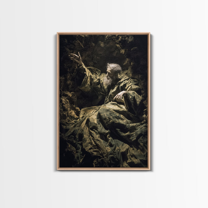 The Cave Oracle, Baroque Witchcraft Art, Vertical Wall Art, Macabre Wall Art, Framed Canvas Print, Halloween Wall Art