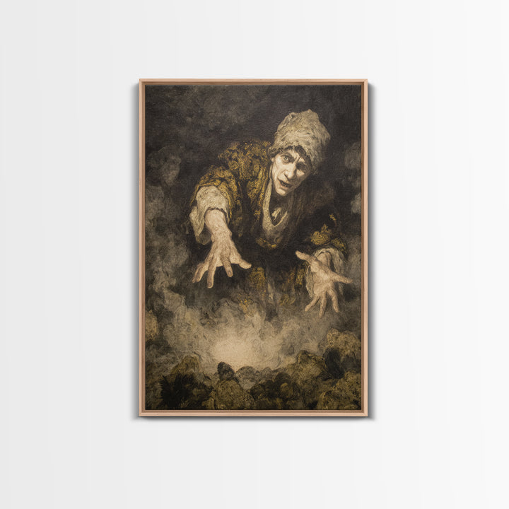 The Cave Oracle, Dark Romantic Horror Art, Vertical Wall Art, Dark Fantasy Wall Art, Canvas Print, Halloween Wall Art, Halloween Decor