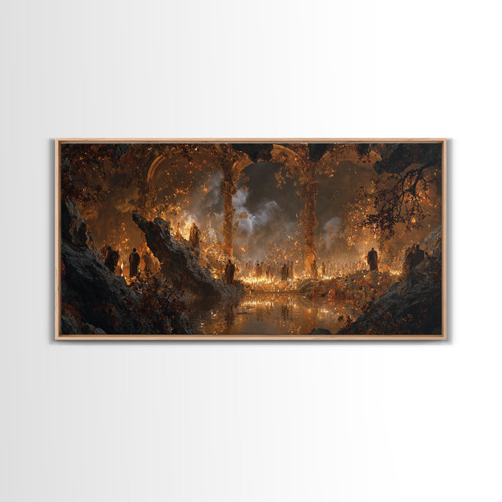 The Cave Oracle, Apocalyptic Romantic Art, Wide Panoramic Art, Gothic Horror Wall Art, Canvas Print, Halloween Wall Art