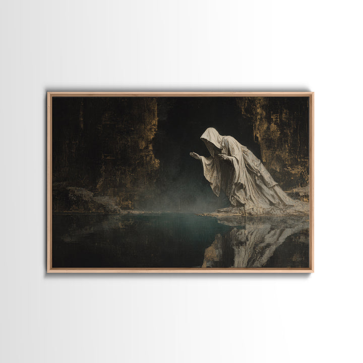 The Cave Oracle, Symbolist Gothic Landscape, Landscape Wall Art, Dark Halloween Decor, Canvas Print, Halloween Wall Art, Gothic Home Decor