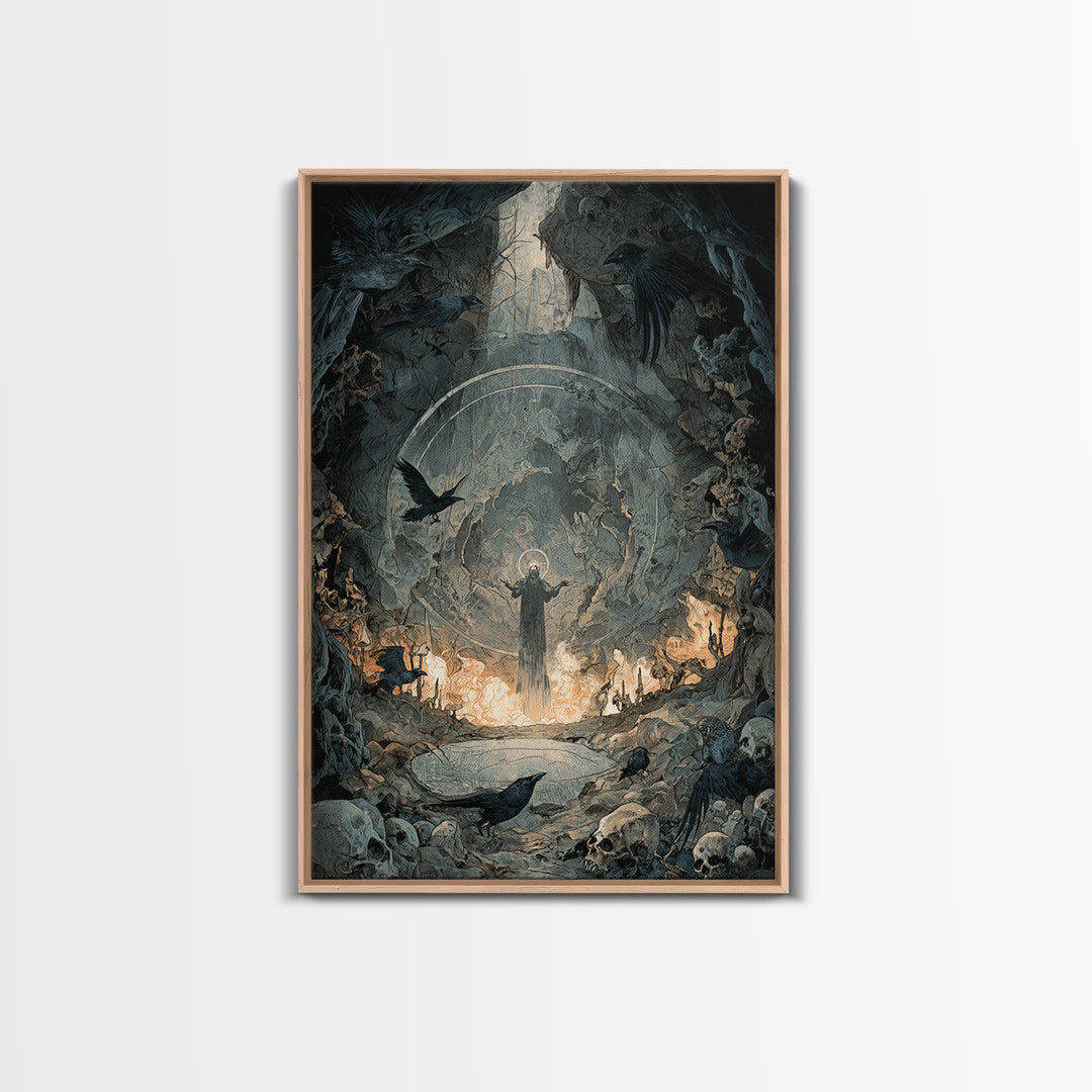 The Cave Oracle, Decadent Gothic Art, Vertical Wall Art, Macabre Wall Art, Canvas Print, Halloween Wall Art, Halloween Decor
