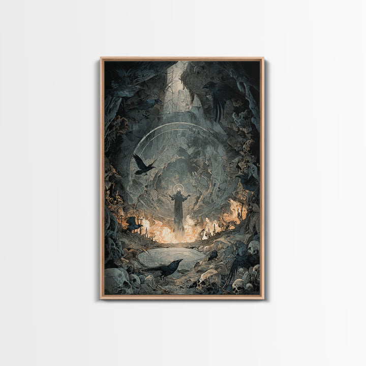 The Cave Oracle, Decadent Gothic Art, Vertical Wall Art, Macabre Wall Art, Canvas Print, Halloween Wall Art, Halloween Decor