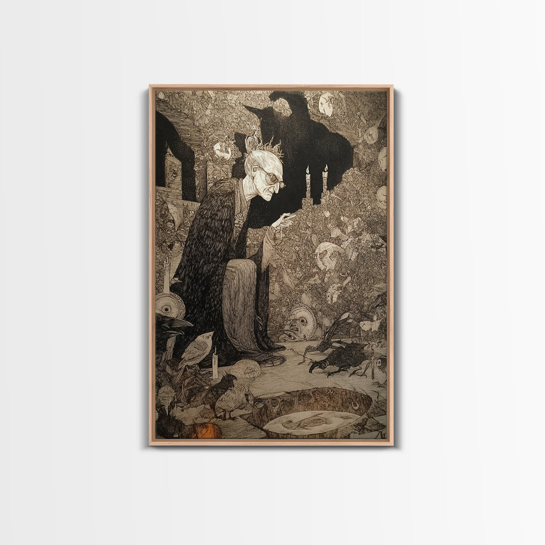The Cave Oracle, Victorian Macabre Art, Vertical Wall Art, Dark Halloween Decor, Canvas Print, Halloween Wall Art, Macabre Wall Art