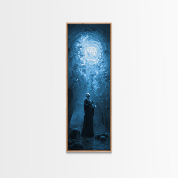 The Cave Oracle, Surreal Apocalyptic Art, Tall Narrow Wall Art, Dark Halloween Decor, Canvas Print, Halloween Wall Art
