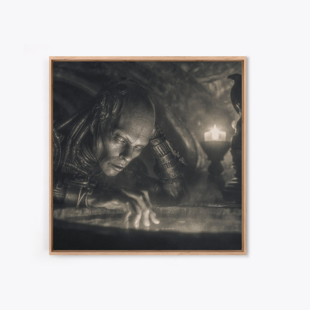 The Cave Oracle, Biomechanical Horror Art, Square Wall Art, Dark Fantasy Wall Art, Canvas Print, Halloween Wall Art, Halloween Decor