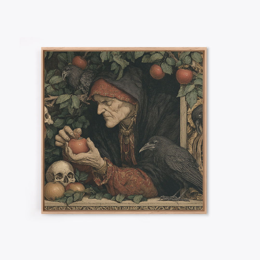 The Orchard Hag, Danse Macabre Art, Square Wall Art, Macabre Wall Art, Framed Canvas Print, Halloween Wall Art