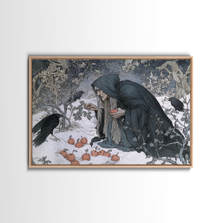 The Orchard Hag, Symbolist Death Art, Landscape Wall Art, Macabre Wall Art, Canvas Print, Halloween Wall Art, Seasonal Home Decor
