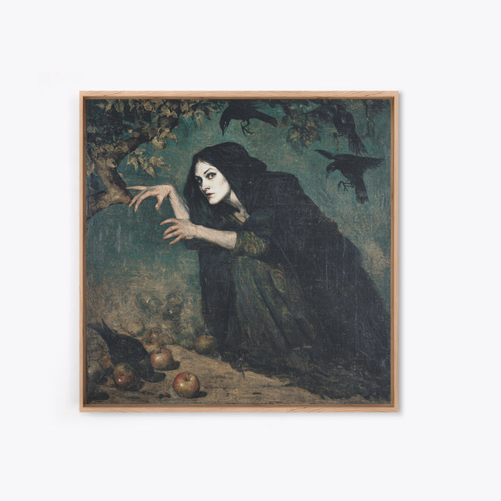 The Orchard Hag, Dark Symbolist Art, Square Wall Art, Macabre Wall Art, Framed Canvas Print, Halloween Wall Art