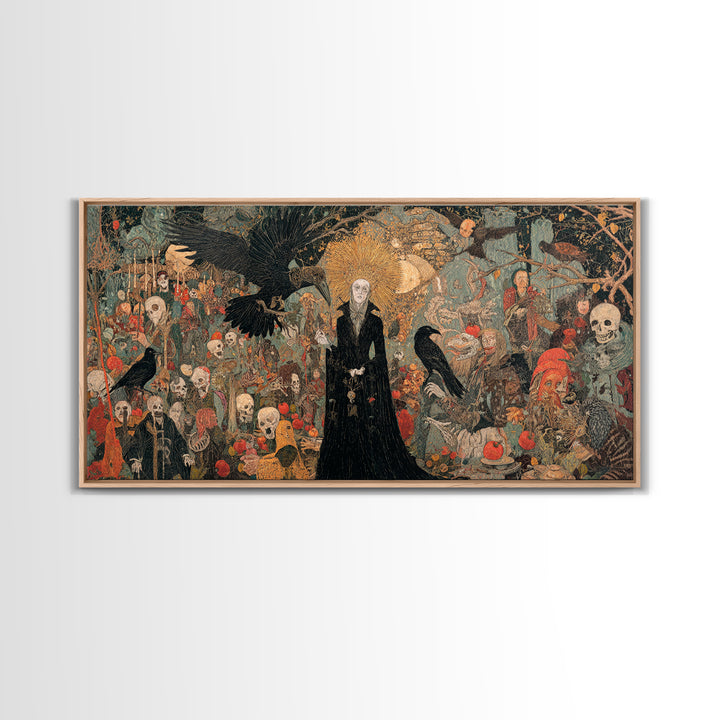 The Orchard Hag, Grotesque Carnival Art, Wide Panoramic Art, Macabre Wall Art, Framed Canvas Print, Halloween Wall Art, Dark Fantasy Art