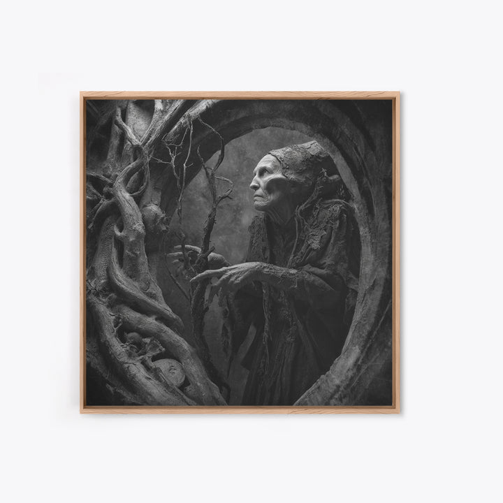 The Orchard Hag, Biomechanical Horror Art, Square Wall Art, Dark Halloween Decor, Canvas Print, Halloween Wall Art, Statement Wall Art