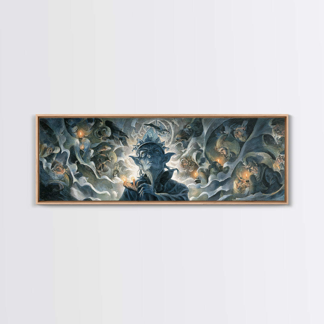 The Frost Goblin, Gothic Nightmare Art, Extra Wide Wall Art, Macabre Wall Art, Framed Canvas Print, Halloween Wall Art
