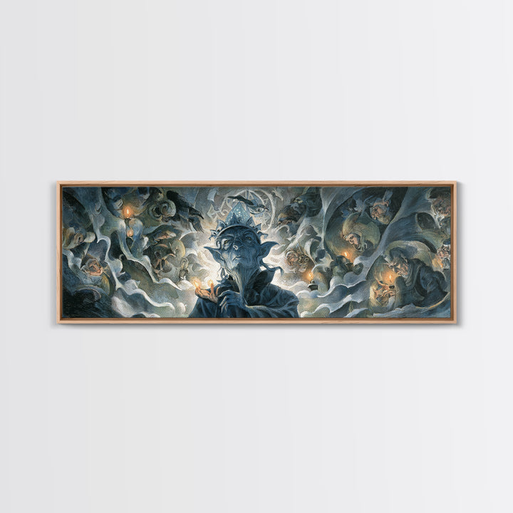 The Frost Goblin, Gothic Nightmare Art, Extra Wide Wall Art, Macabre Wall Art, Framed Canvas Print, Halloween Wall Art