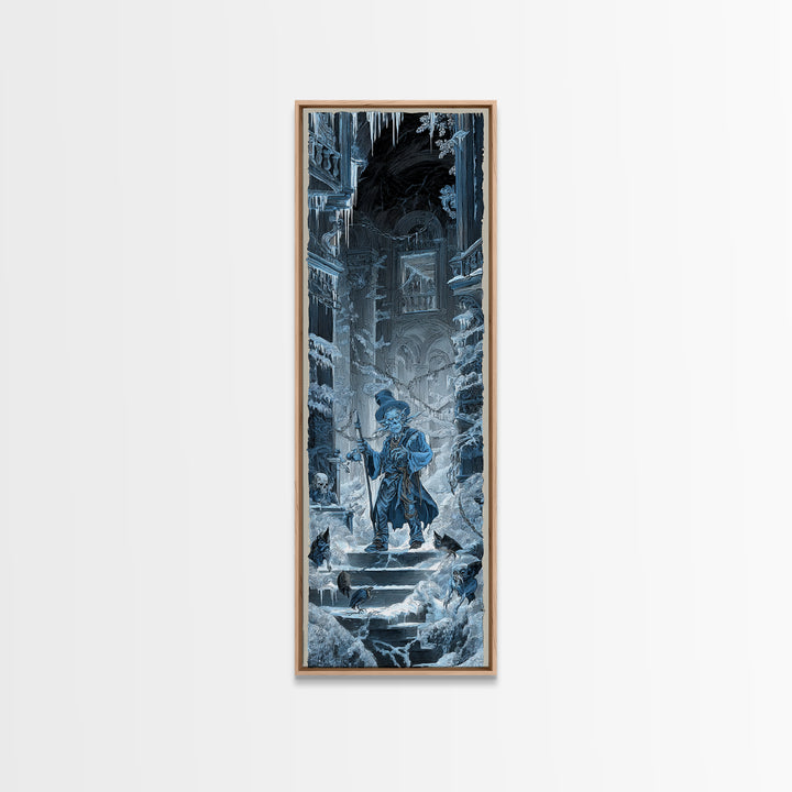 The Frost Goblin, Architectural Etching Art, Tall Narrow Wall Art, Gothic Horror Wall Art, Framed Canvas Print