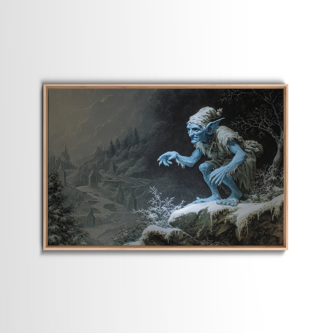 The Frost Goblin, Romantic Gothic Landscape, Landscape Wall Art, Dark Fantasy Wall Art, Framed Canvas Print, Halloween Wall Art