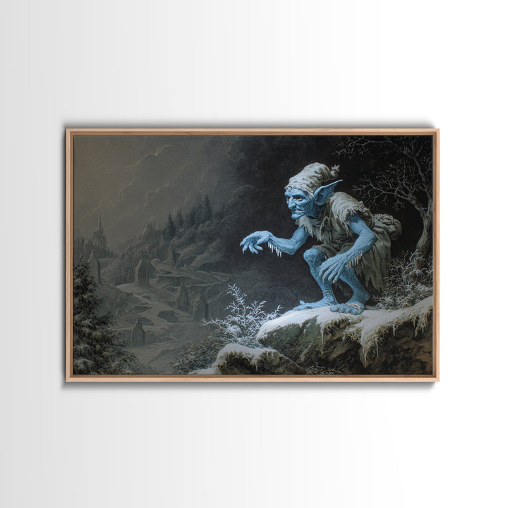 The Frost Goblin, Romantic Gothic Landscape, Landscape Wall Art, Dark Fantasy Wall Art, Framed Canvas Print, Halloween Wall Art