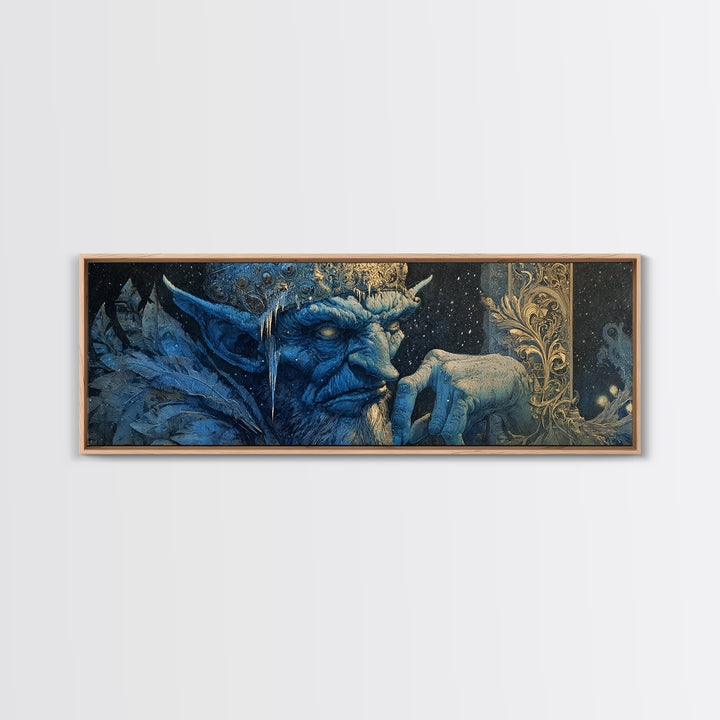 The Frost Goblin, Ornate Symbolist Art, Extra Wide Wall Art, Macabre Wall Art, Framed Canvas Print, Halloween Wall Art