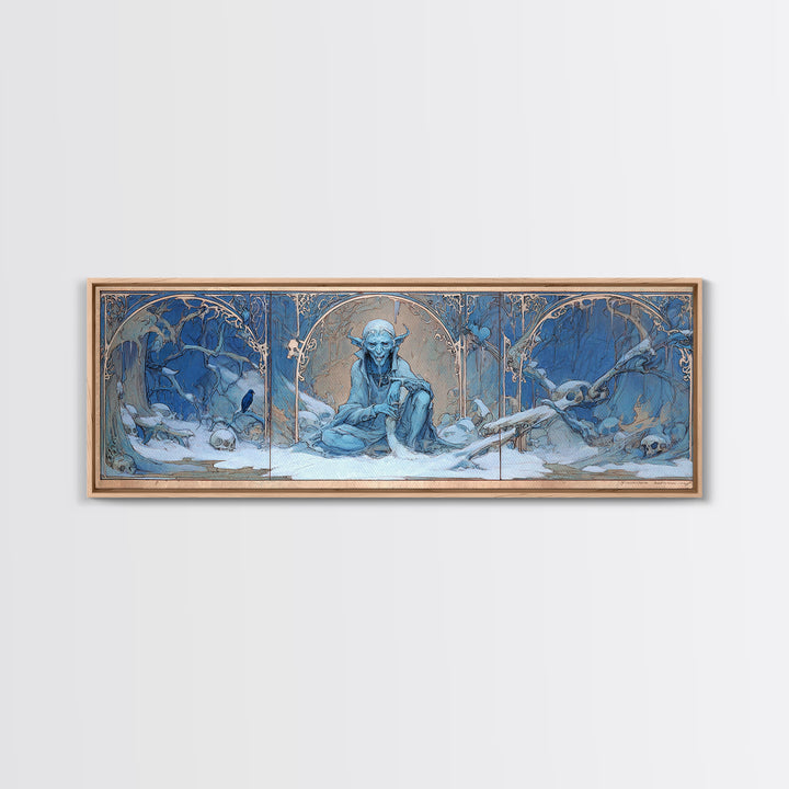 The Frost Goblin, Decadent Gothic Art, Extra Wide Wall Art, Macabre Wall Art, Framed Canvas Print, Halloween Wall Art