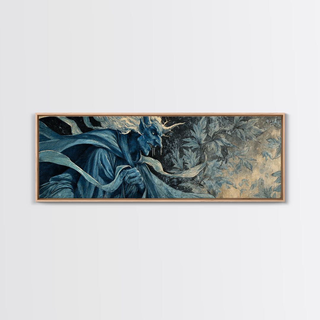 The Frost Goblin, Dark Symbolist Art, Extra Wide Wall Art, Macabre Wall Art, Framed Canvas Print, Halloween Wall Art
