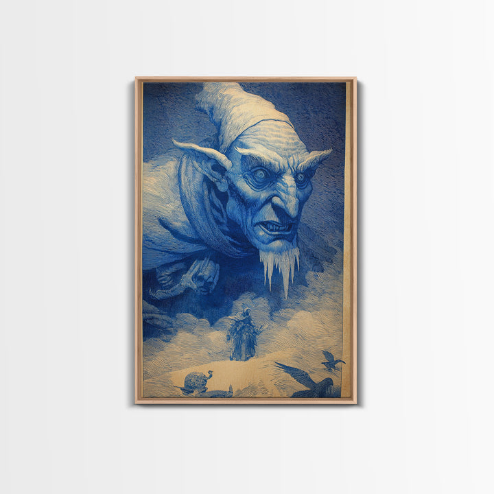 The Frost Goblin, Symbolist Etching Art, Vertical Wall Art, Gothic Horror Wall Art, Canvas Print, Halloween Wall Art, Spooky Wall Decor