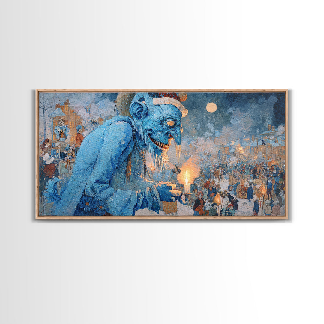The Frost Goblin, Grotesque Carnival Art, Wide Panoramic Art, Gothic Horror Wall Art, Canvas Print, Halloween Wall Art