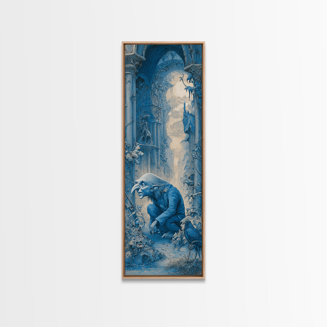 The Frost Goblin, Surreal Apocalyptic Art, Tall Narrow Wall Art, Dark Halloween Decor, Canvas Print, Halloween Wall Art