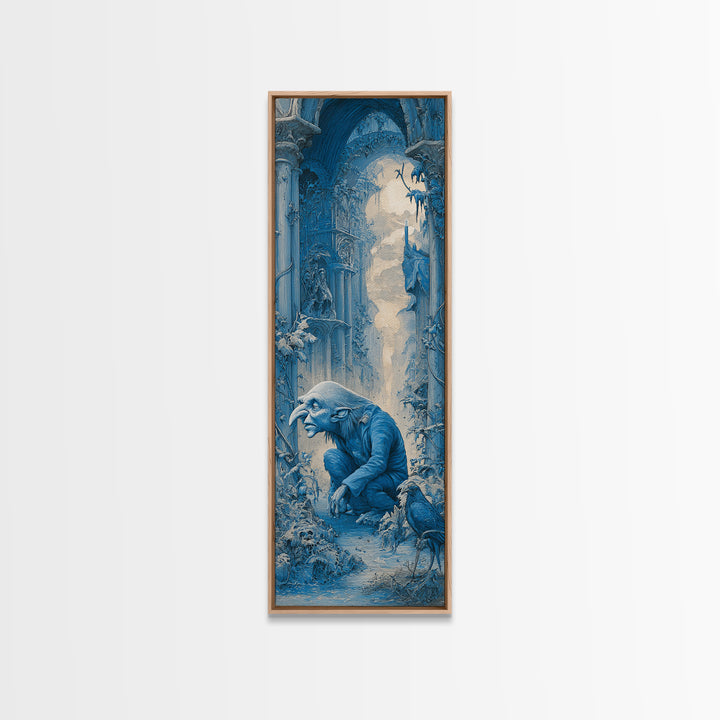 The Frost Goblin, Surreal Apocalyptic Art, Tall Narrow Wall Art, Dark Halloween Decor, Canvas Print, Halloween Wall Art