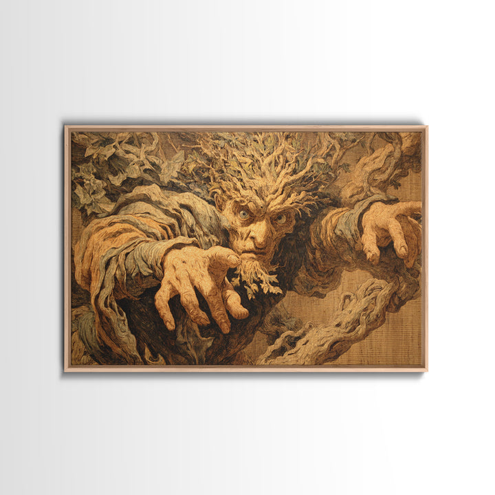 The Hollow-Tree Monster, Dark Renaissance Art, Landscape Wall Art, Gothic Horror Wall Art, Framed Canvas Print