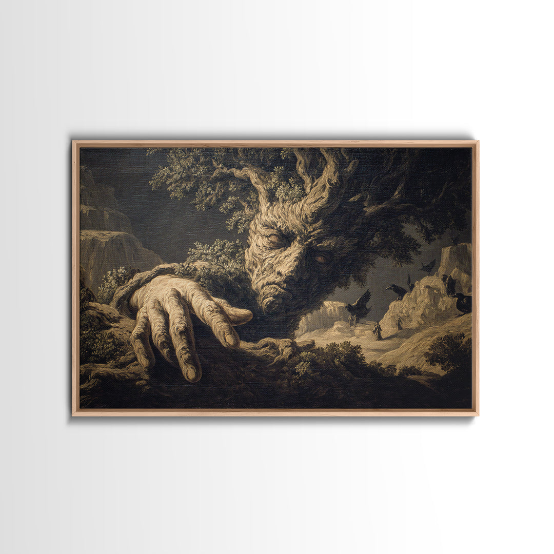 The Hollow-Tree Monster, Baroque Witchcraft Art, Landscape Wall Art, Dark Halloween Decor, Canvas Print, Halloween Wall Art