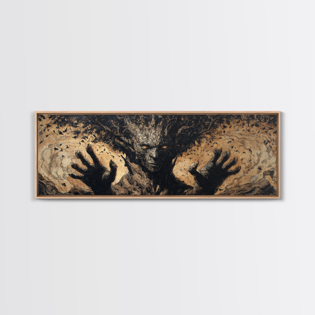 The Hollow-Tree Monster, Dark Romantic Horror Art, Extra Wide Wall Art, Gothic Horror Wall Art, Canvas Print, Halloween Wall Art
